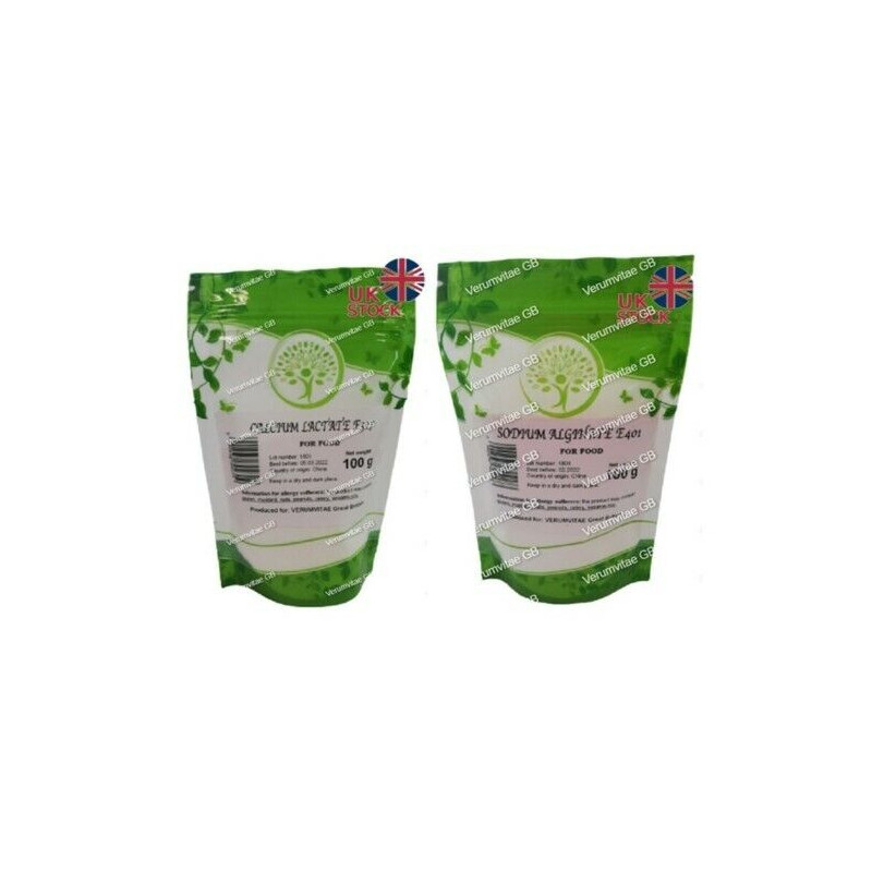 Set Calcium Lactate E327 Powder + Sodium Alginate Powder E401 by Agnex