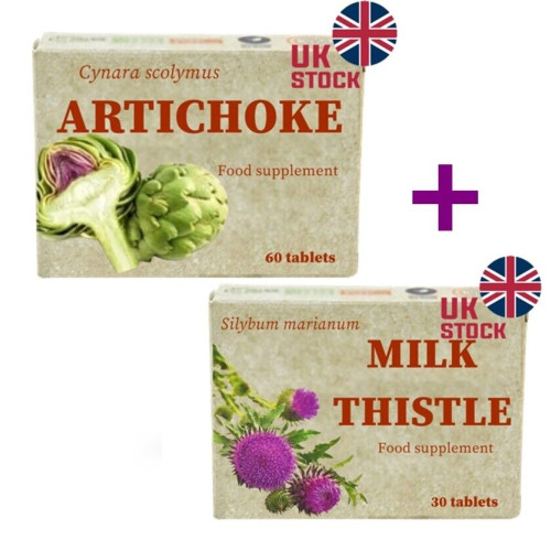 ARTICHOKE EXTRACT 100% 8000mg, Milk Thistle Extract 2000mg, SET FOR LIVER