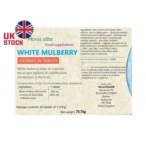 White Mulberry Extract 6000mg Vegan Frendly